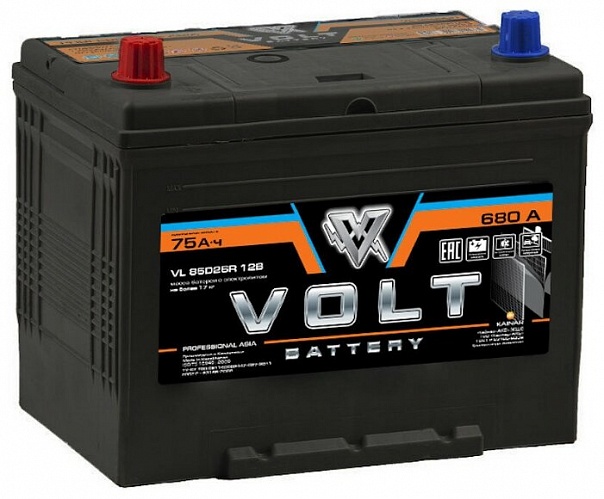 Аккумулятор автомобильный VOLT PROFESSIONAL 85D26R В 75Ач 680A